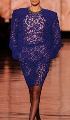 Hermia Blue Long Sleeve Mini Dress Flowering Girl