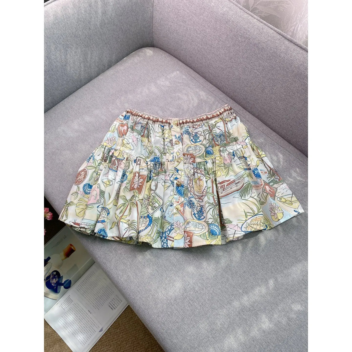 Printed Ruffled Skirt Flowering Girl