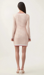 Karine pink long-sleeve patterned-knit mini dress Flowering Girl