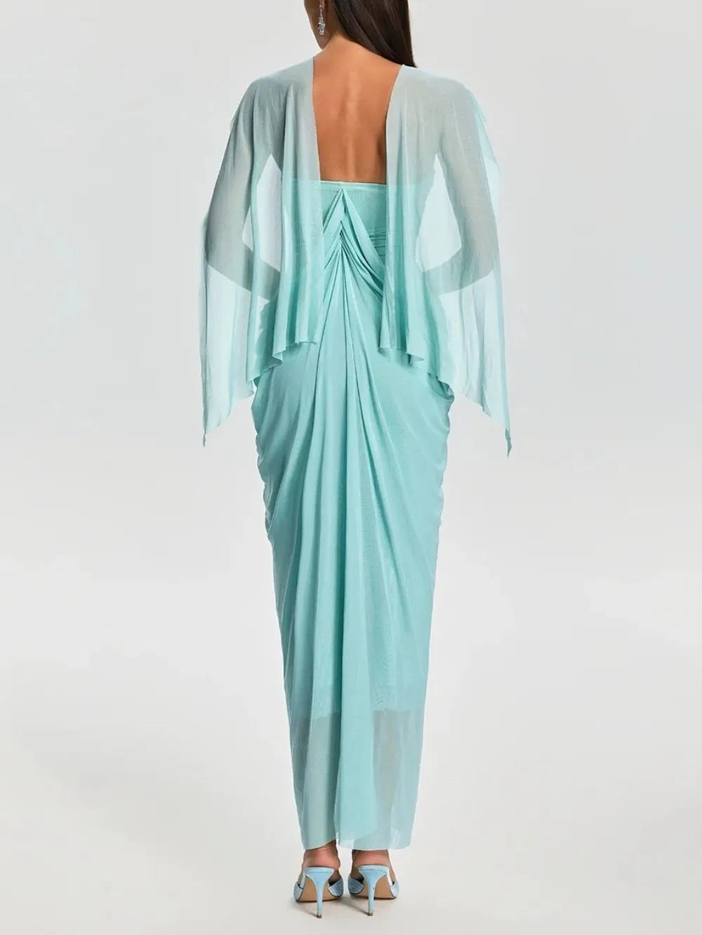 Fervano V Neck Ruched Maxi Dress Flowering Girl