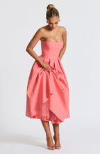 Edith Midi Dress - Coral Pink Flowering Girl