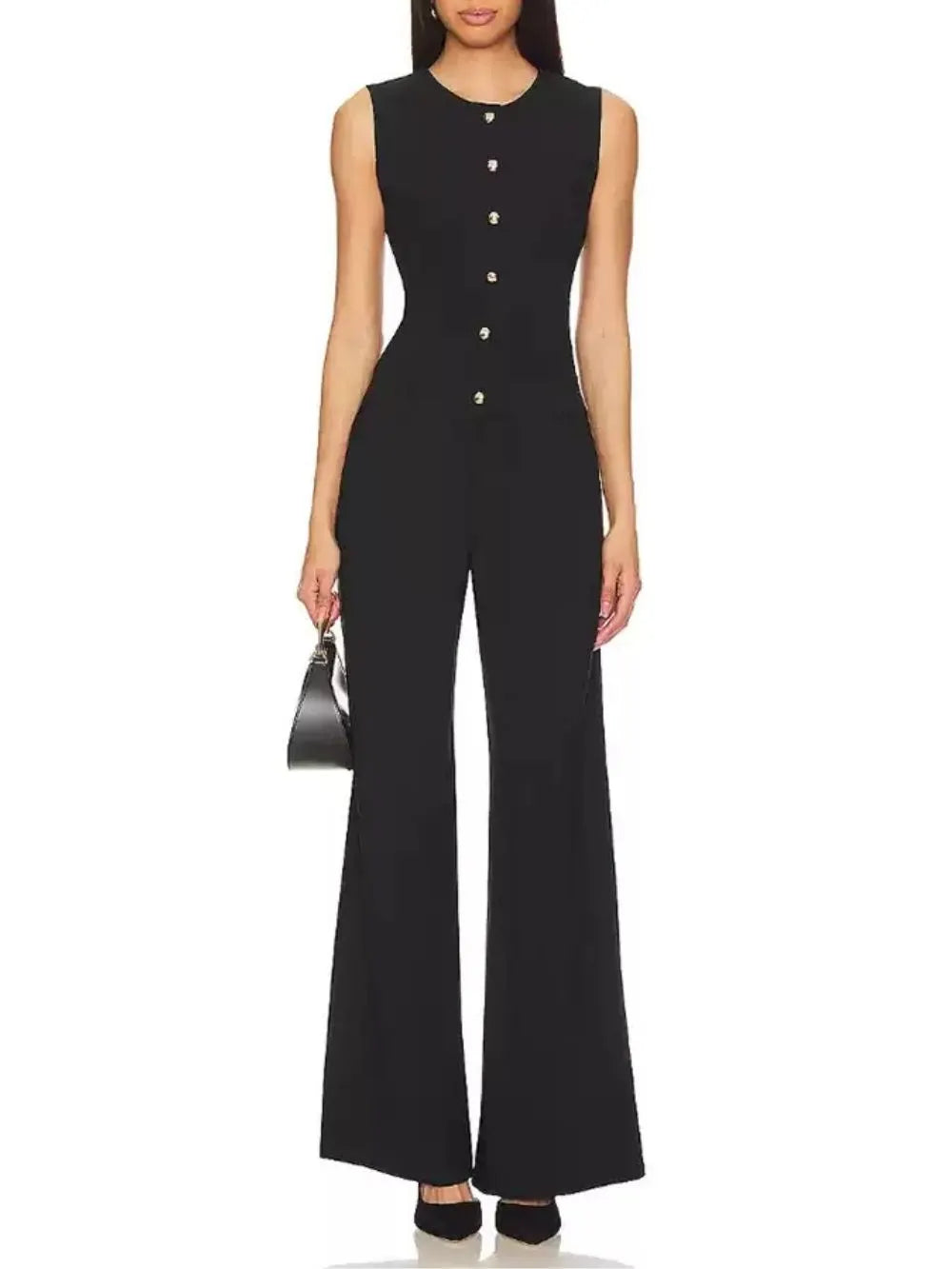 Malinda Black Sleeveless Jumpsuit Flowering Girl