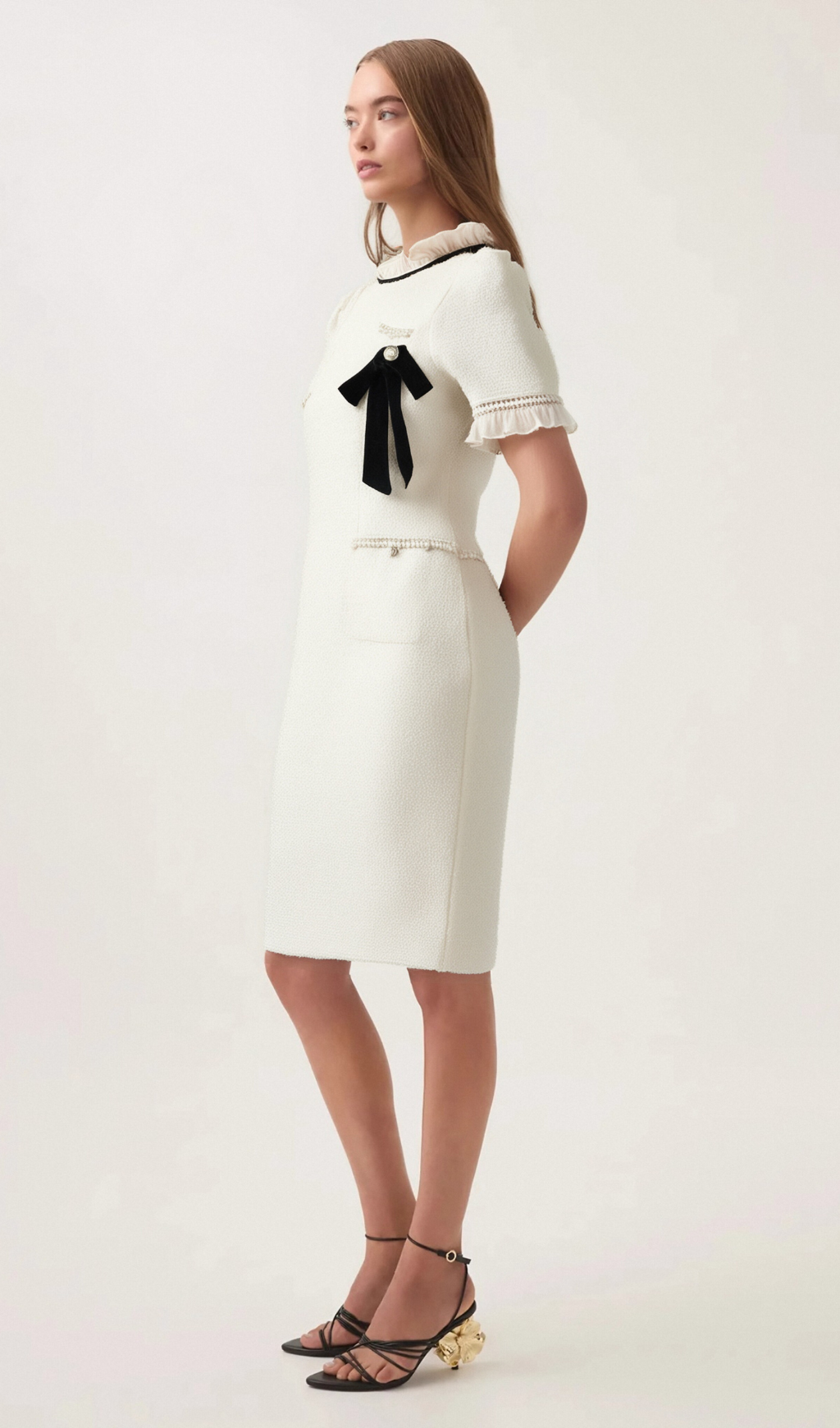 Hélène faux-pearl frilled midi dress Flowering Girl