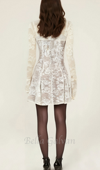 vintage cream lace mini dress Flowering Girl
