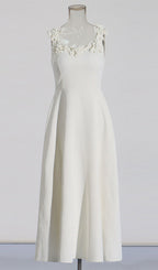 Janan White Flower Midi Dress Flowering Girl