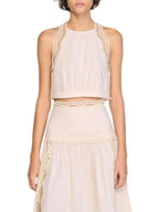 Cotton Crop Top with Lace Trim Flowering Girl