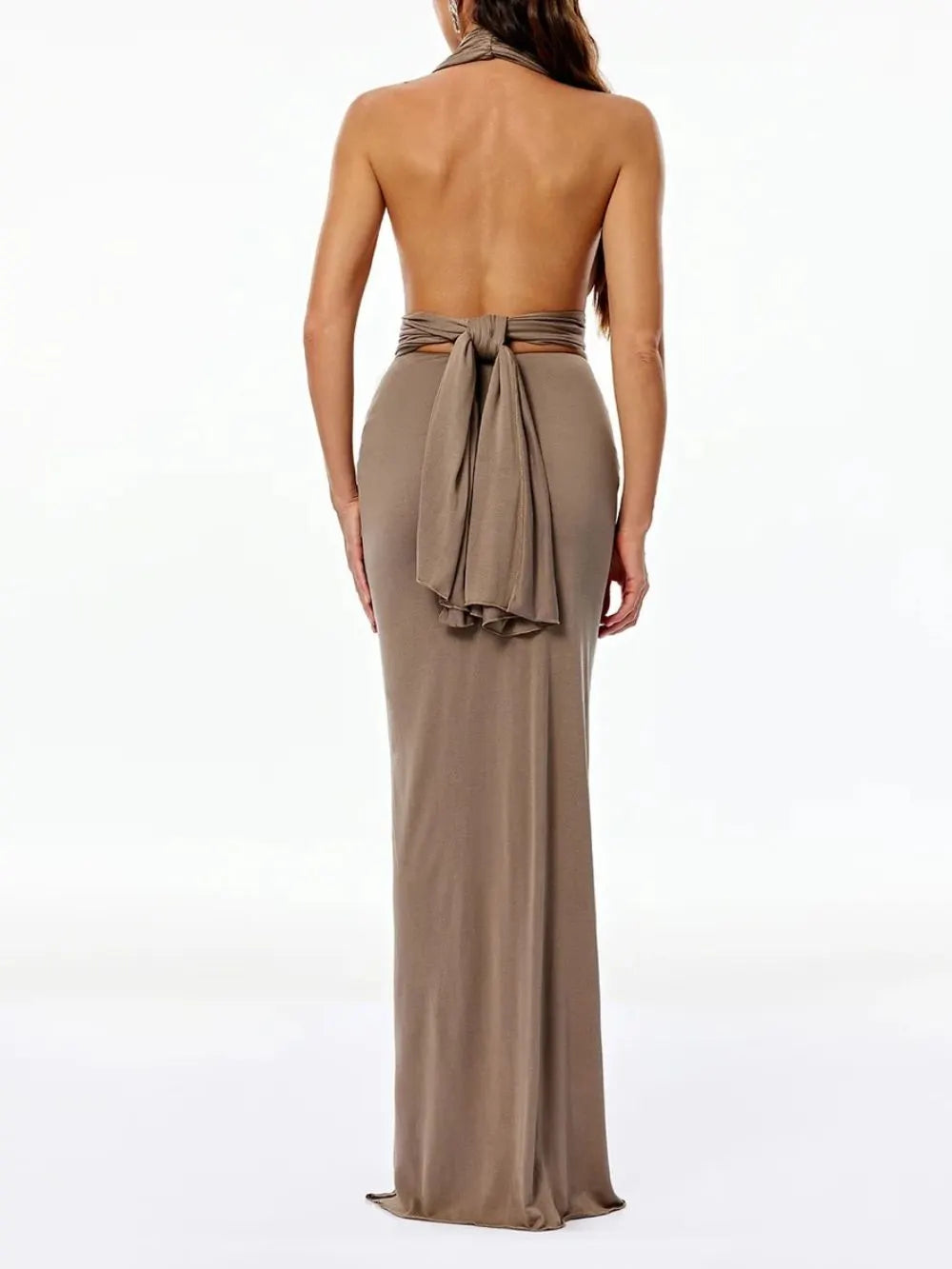 Cormyra Backless Ruched Split Skirt Set Flowering Girl