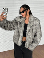 Imitation Fox Fur Long Sleeve Short Jackets Flowering Girl