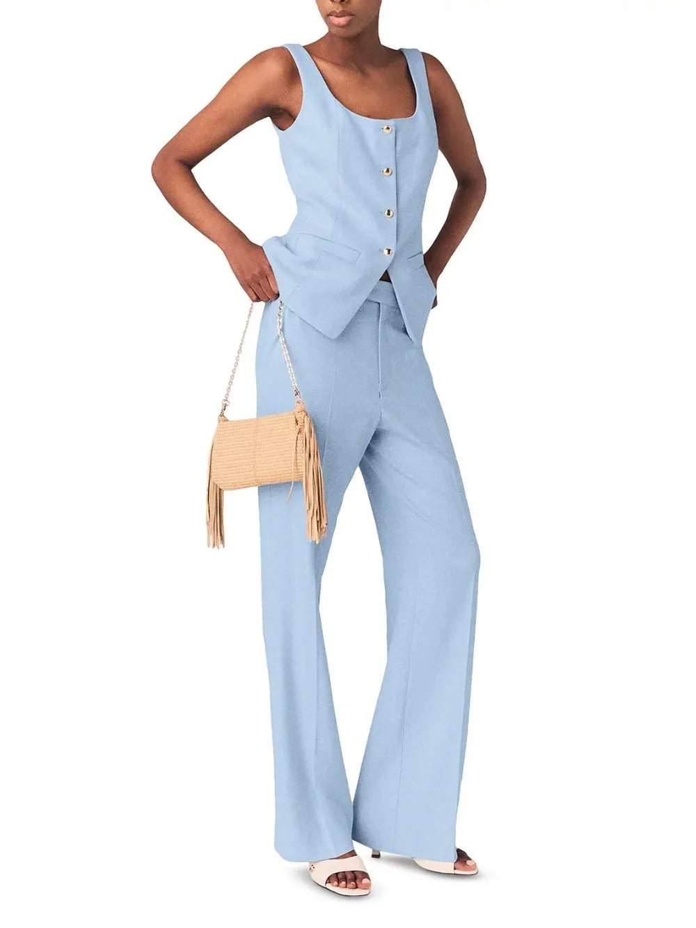 Pigalue Pleated Suit Pants Flowering Girl