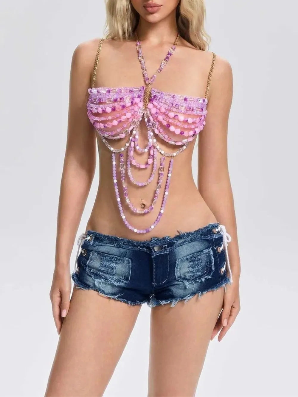 Avelune Gemstone Beaded Bralette Flowering Girl