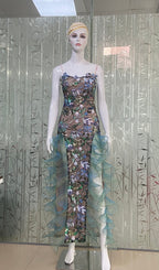 Beth Sequin Flower Embroidery Maxi Dress Flowering Girl