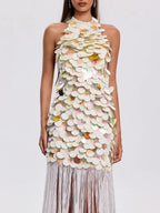 Aurdex Backless Fringe Sequin Maxi Dress Flowering Girl