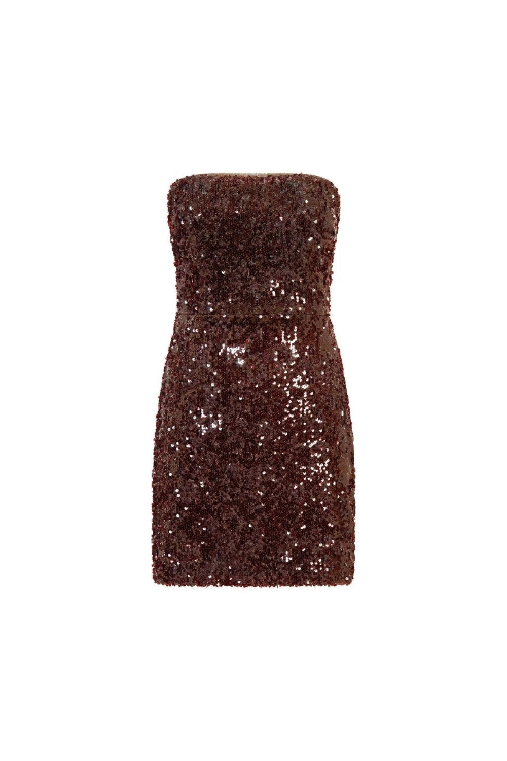 Strapless Sequin Mini Dress In Burgundy Flowering Girl