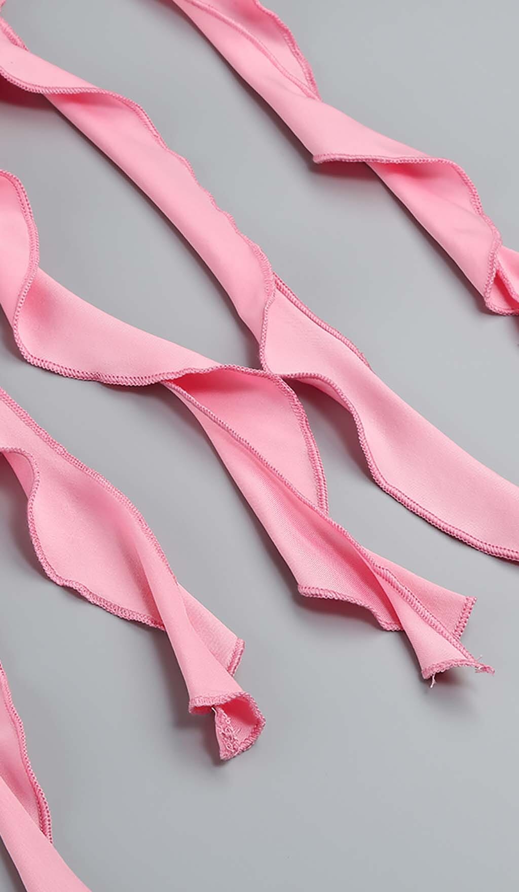 Rose-Detail Ruffled Mini Dress In Pink