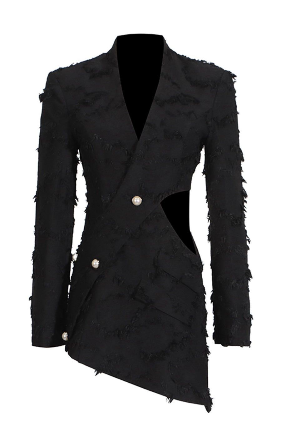 Jovie Fringe Cutout Asymmetric Blazer Flowering Girl