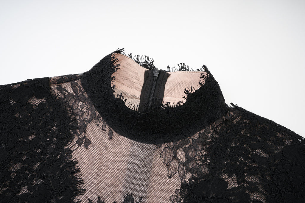 Bavo Black Lace Long Sleeve Maxi Dress Flowering Girl