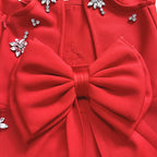 Adora Sleeveless Diamond Bow Bandage Mini Dress In Red Flowering Girl