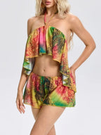 Zavera Backless Printed Shorts Set Flowering Girl