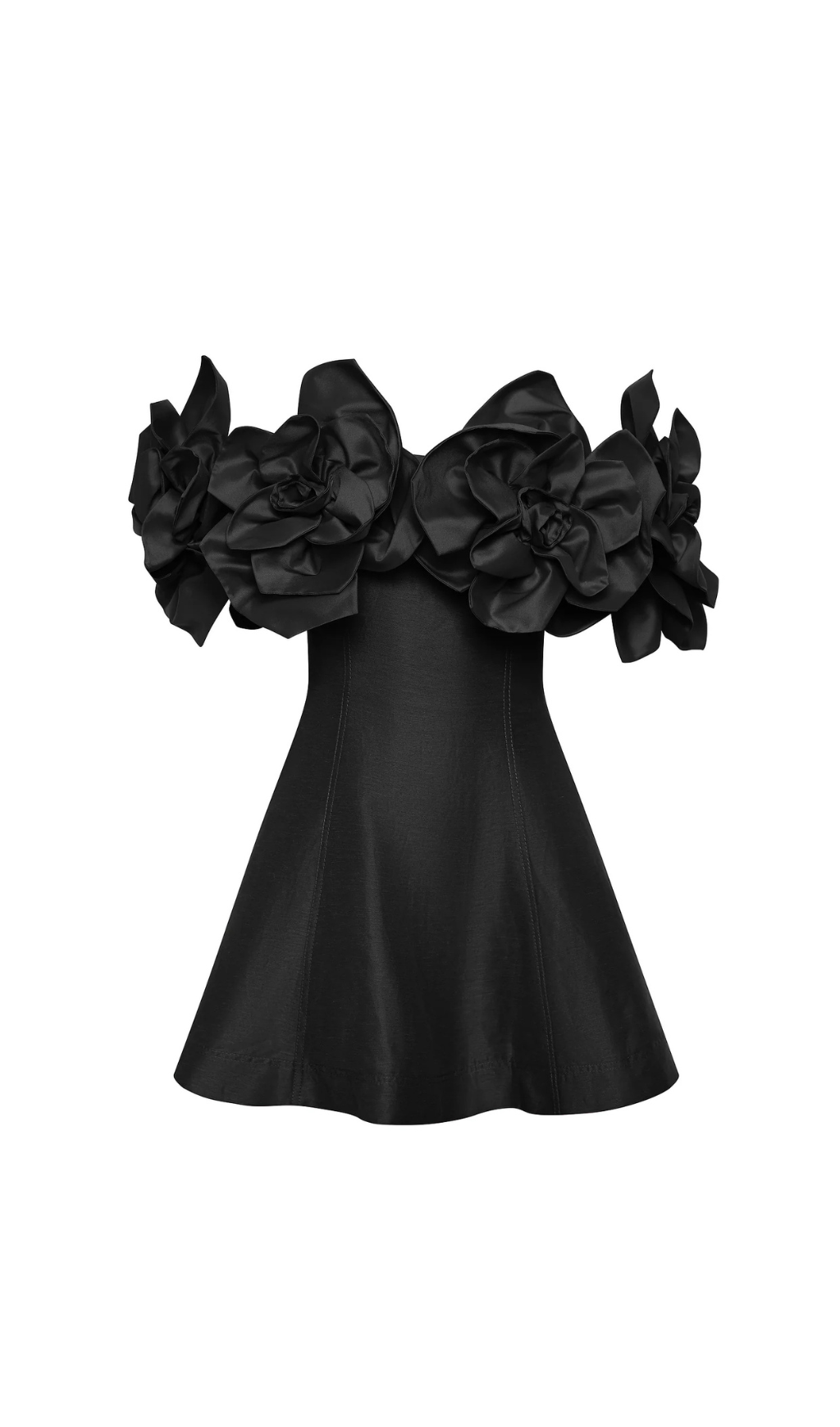 Etta Flower Strapless Mini Dress In Black Flowering Girl