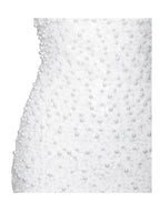 White Satin Sequin Pearls Beaded Maxi Dress Flowering Girl