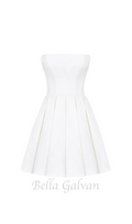 alyssa white strapless pleated mini dress Flowering Girl