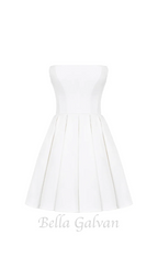 alyssa white strapless pleated mini dress Flowering Girl