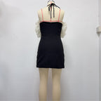 Rosemary Ruffle Backless Mini Dress In Black Flowering Girl
