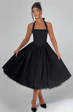 Cressida Midi Dress - Black Flowering Girl