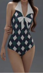 Danger Argyle One-Piece Swimsuit & Skirt Flowering Girl