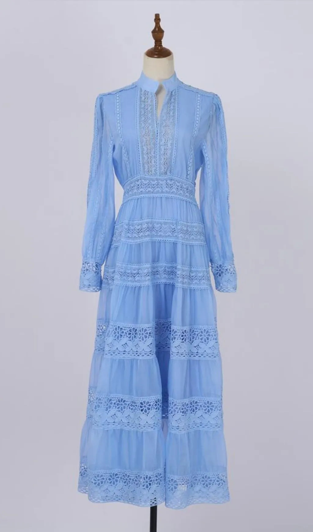 Kamaria Blue Long Sleeve Maxi Dress Flowering Girl