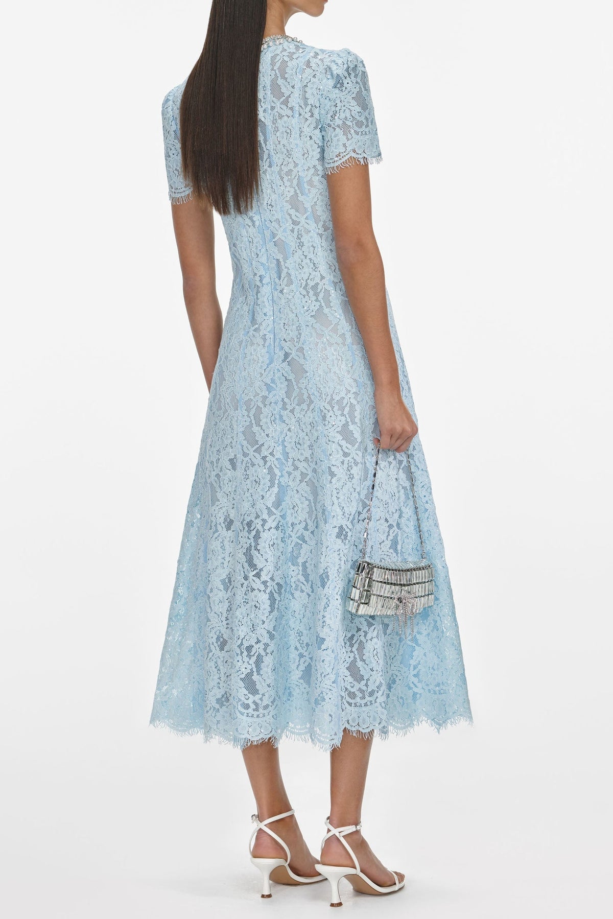 Valerie Blue Lace Embellished Midi Dress Flowering Girl