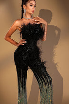 Damari Feather Sequin Jumpsuit Flowering Girl