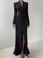 Masahide Long Sleeve Slit Maxi Dress Flowering Girl