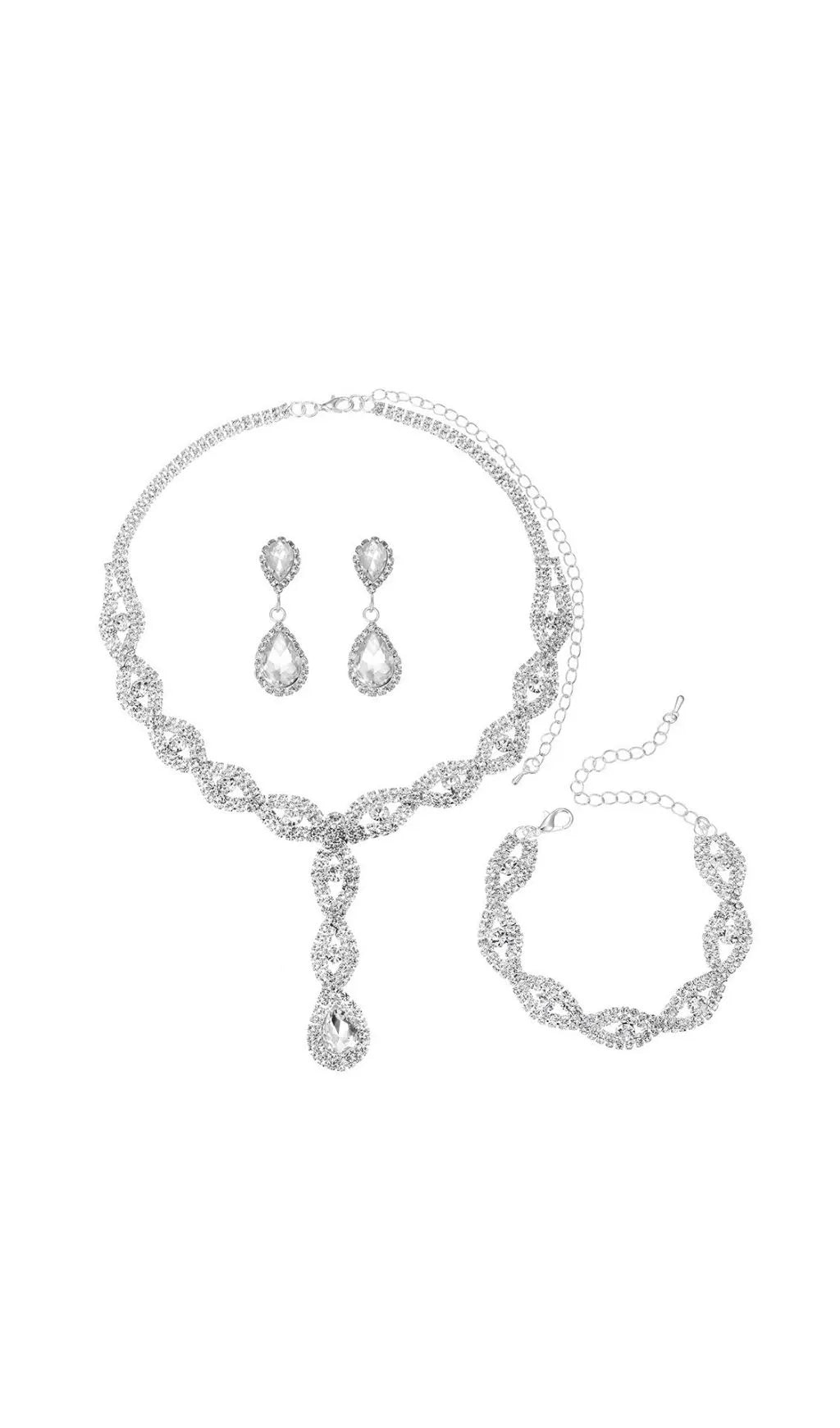 Oexelle Teardrop Crystal Necklace Set Flowering Girl