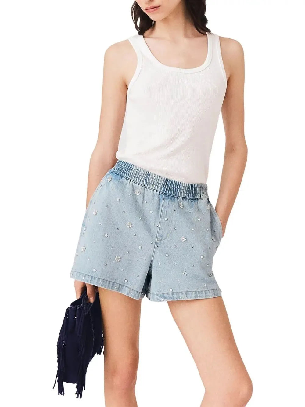Floral Denim Shorts Flowering Girl
