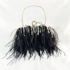 Ana Feather Pearl Chain Clutch Flowering Girl