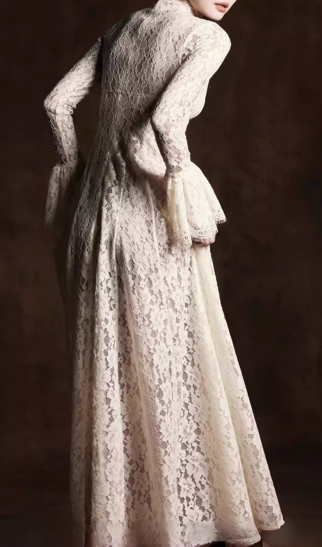 Keres Flared Long Sleeve Lace Maxi Dress Flowering Girl