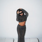 Metallic Sequin Mesh Top In Black Flowering Girl