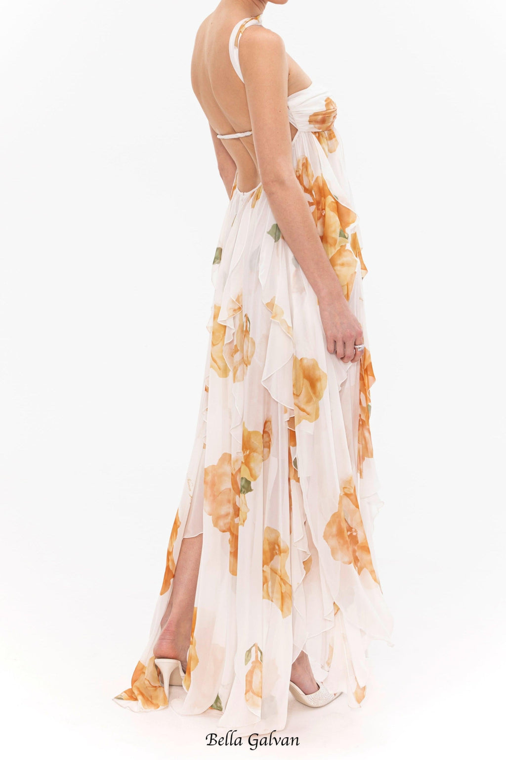 joanna Floral Halter Backless Split Maxi Dress Flowering Girl