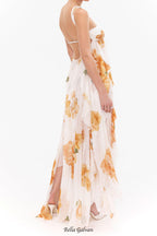 joanna Floral Halter Backless Split Maxi Dress Flowering Girl