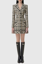 Ophelia Houndstooth Tweed Mini Dress Flowering Girl