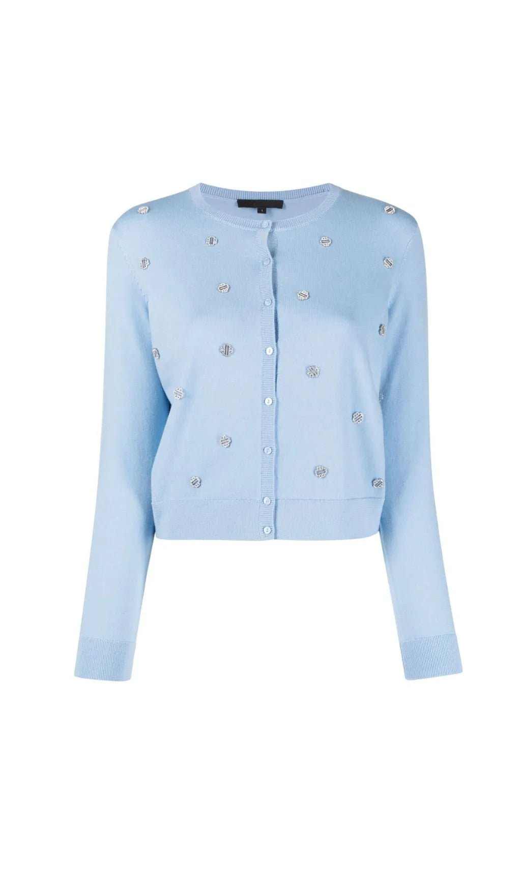 CLOVER-EMBELLISHED WOOL CARDIGAN IN BLEUS Flowering Girl