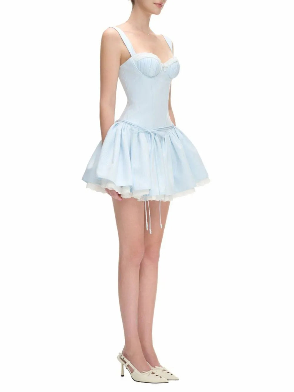 Lace Draped Bustier A Line Dress Flowering Girl