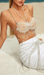 Didrika Fringe Gemstone Beaded Bralette Flowering Girl