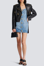 Ogana Gold Buttoned Denim Mini Dress Flowering Girl
