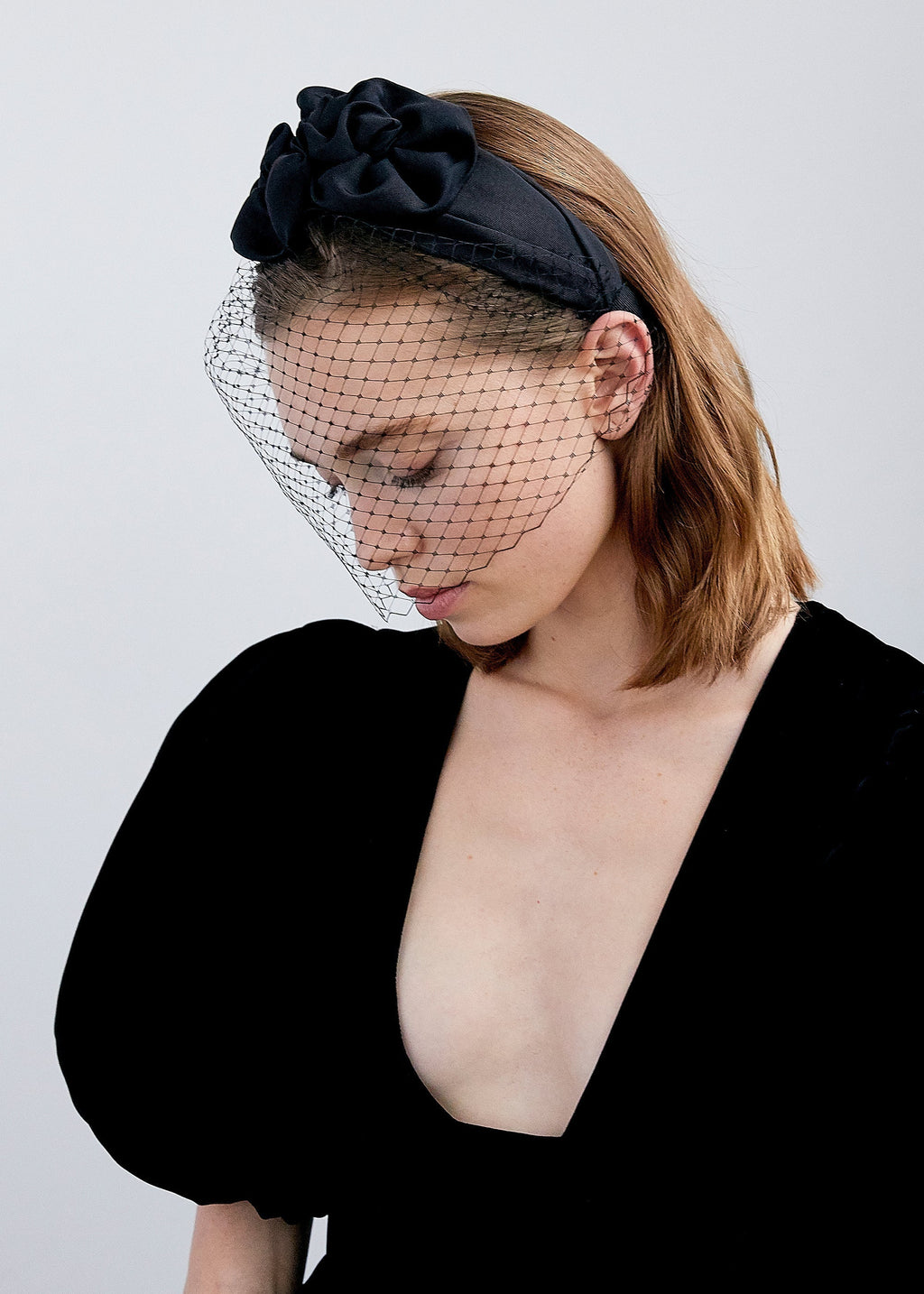 Triple Rosette With Veil In Black Flowering Girl