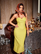 Patchwork Strapless Bandage Dress Flowering Girl