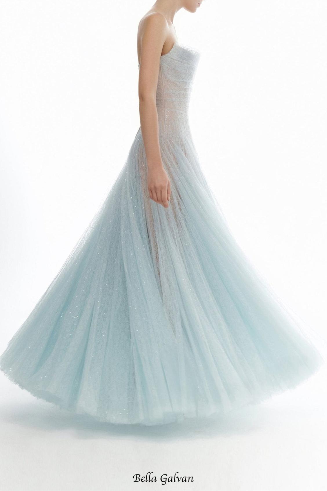 carol Draped Lace Maxi Dress in blue Flowering Girl