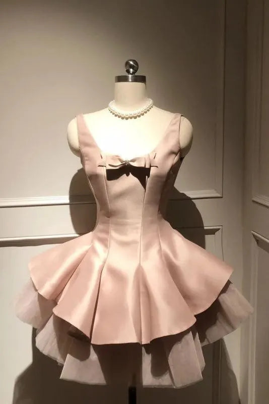 Fluffy Mini Dress In Pink Flowering Girl