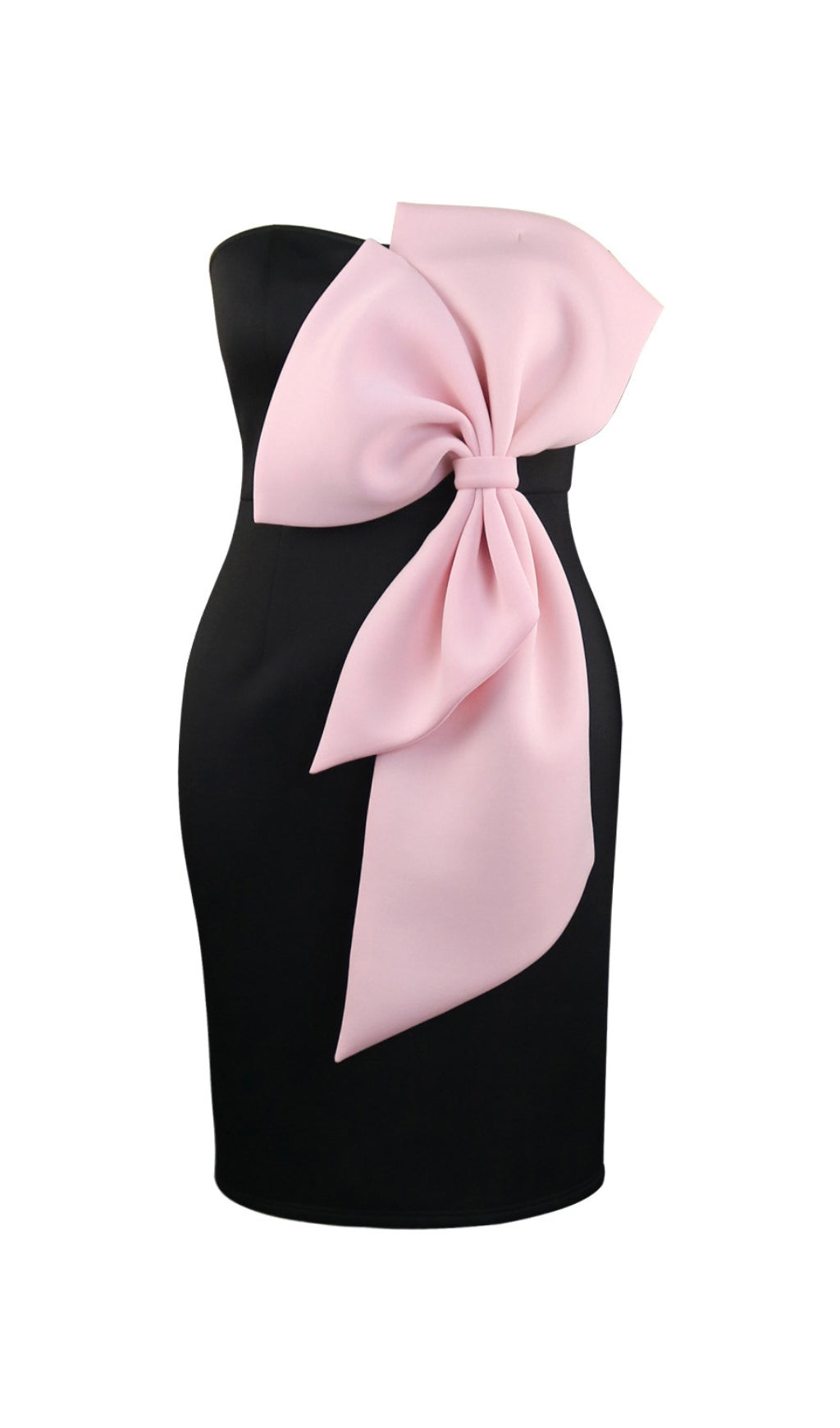 Bachue Black Bow Strapless Midi Dress Flowering Girl